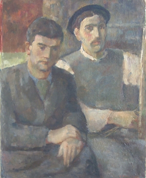 Autoportrait avec J-P de Dadelsen. 1933. Huile sur toile. 81X65cm. Coll. particulire